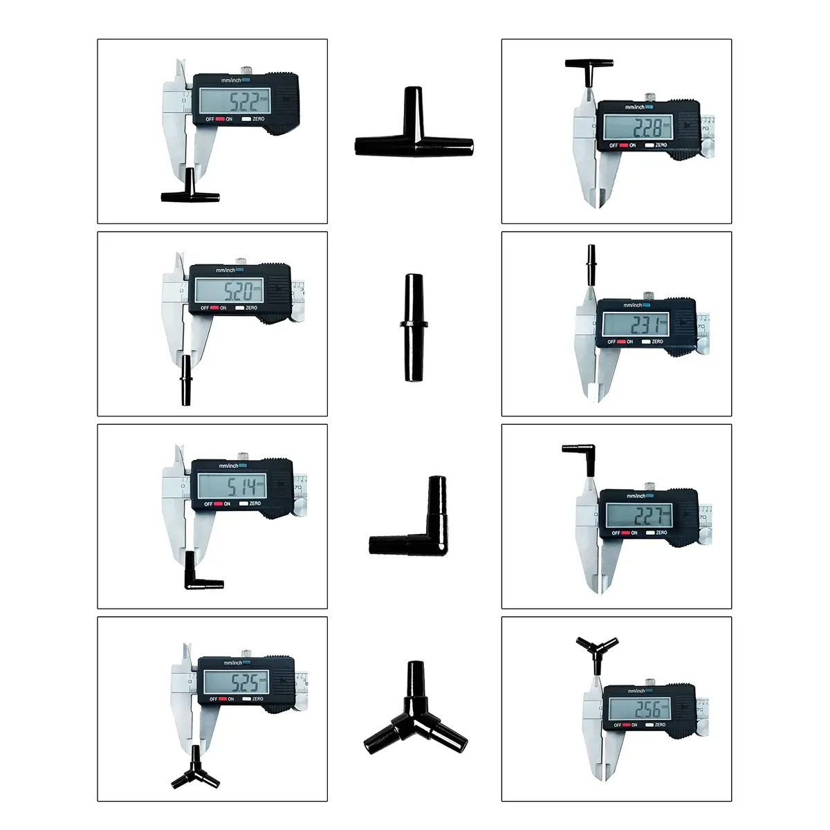 BornFeel Black Aquarium Airline Tubing Connectors 40pcs | 4 Types for Fish Tank Air Lines - view 2