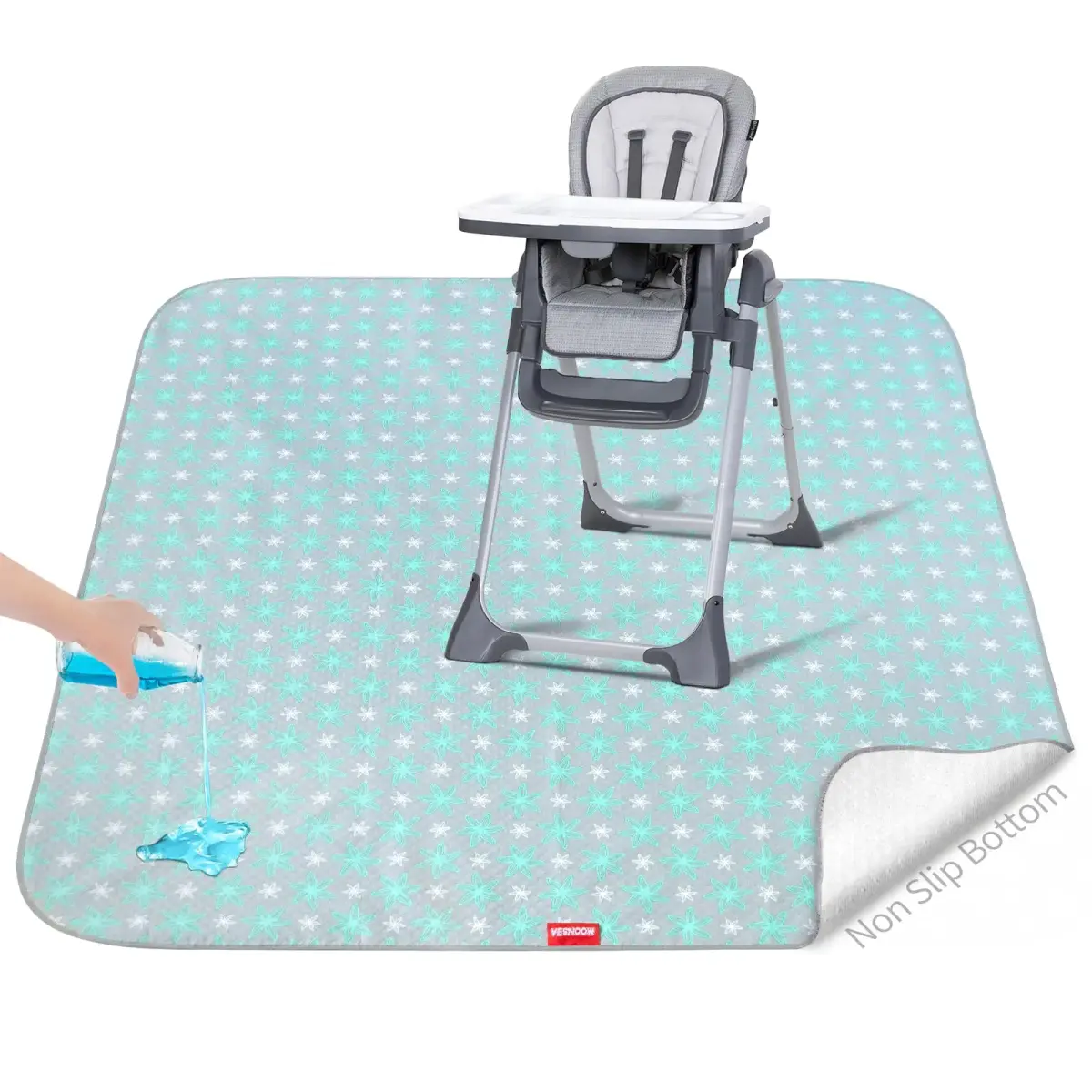 Moonsea Green Flower Splat Mat 106.7cm x 116.8cm (42x46 Inch) | Waterproof & Machine Washable Floor Protector - main product image