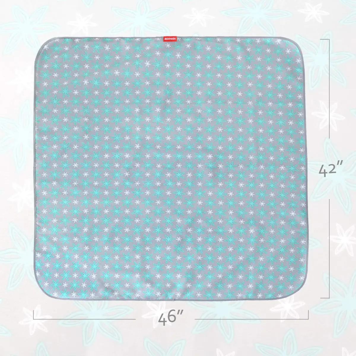 Moonsea Green Flower Splat Mat 106.7cm x 116.8cm (42x46 Inch) | Waterproof & Machine Washable Floor Protector - view 2