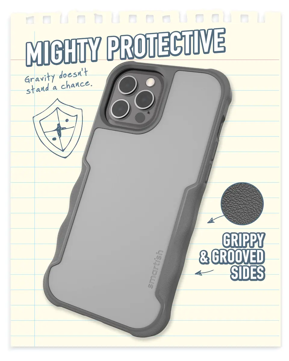 Smartish Gripzilla MagSafe Case for iPhone 12 Pro Max, Heavy Duty Grip, Gray | Shockproof Protection - view 3