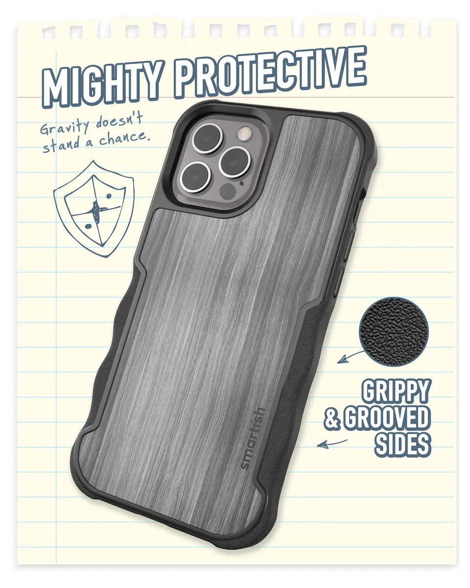 Smartish Gripzilla MagSafe Case for iPhone 12 Pro Max | Woodgrain Matte Finish - view 3