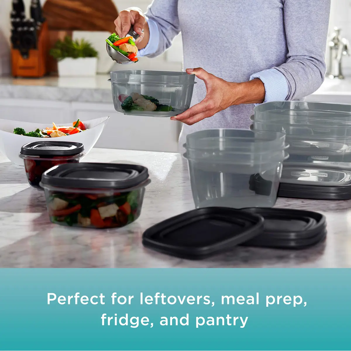 Rubbermaid EasyFindLids Food Storage Containers with SilverShield Antimicrobial Protection, 42-Piece Set, BPA-Free, Grey | Airtight & Nesting Kitchen Pantry Storage - view 4