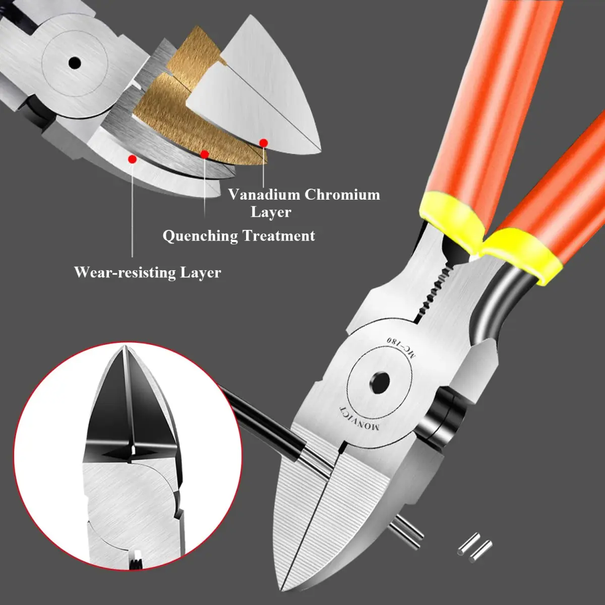 MONVICT 6 Inch Precision Flush Wire Cutters | Heavy Duty Chrome Vanadium Steel - view 3