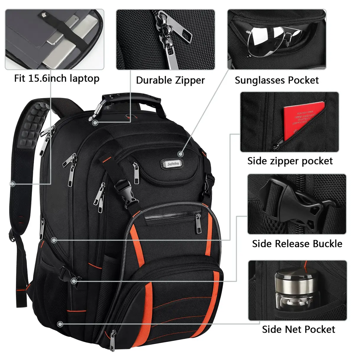 YALIXIAN Extra Large 18.4 Inch Laptop Backpack 55L (46.5cm x 41.4cm x 25.9cm) | Water Resistant RFID Anti-Theft Travel Backpack - view 5