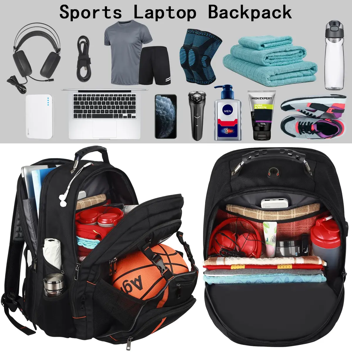 YALIXIAN Extra Large 18.4 Inch Laptop Backpack 55L (46.5cm x 41.4cm x 25.9cm) | Water Resistant RFID Anti-Theft Travel Backpack - view 3