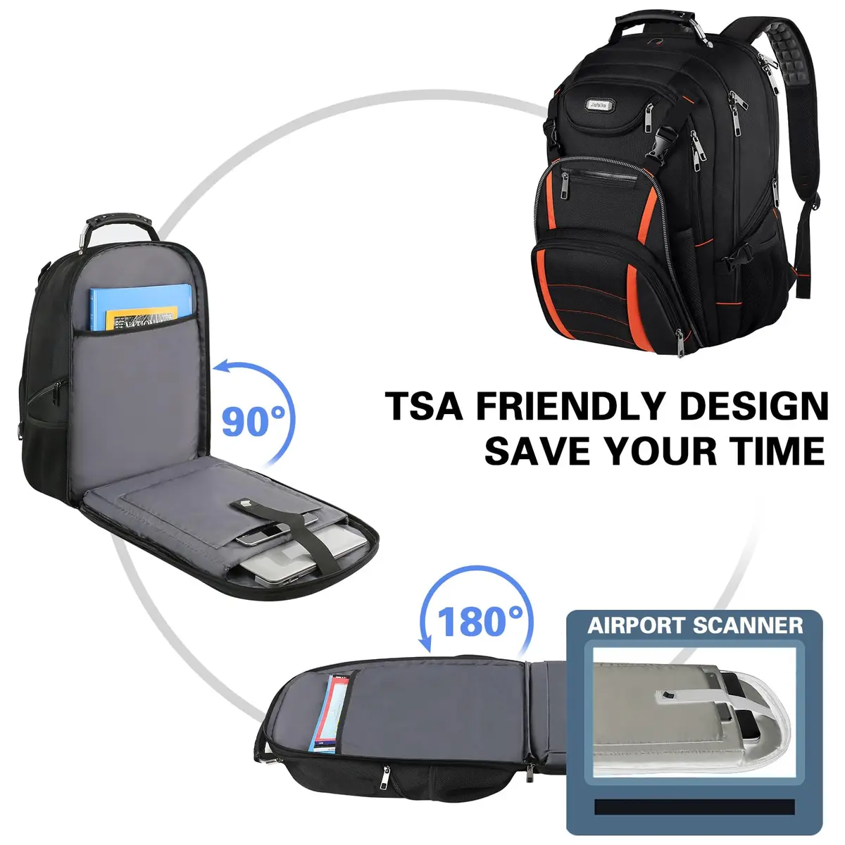 YALIXIAN Extra Large 18.4 Inch Laptop Backpack 55L (46.5cm x 41.4cm x 25.9cm) | Water Resistant RFID Anti-Theft Travel Backpack - view 4