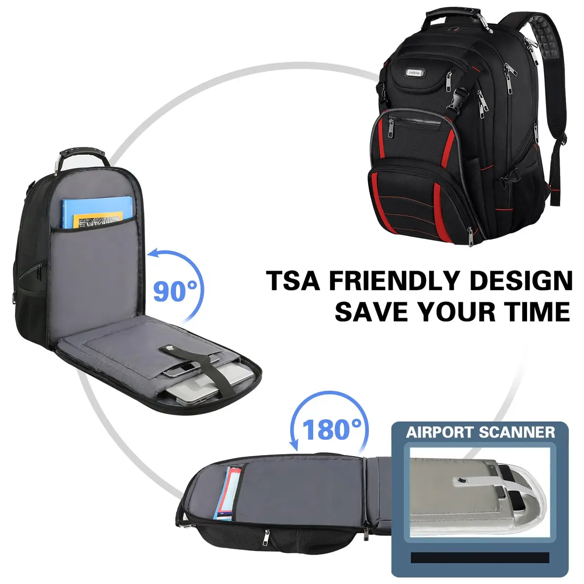 YALIXIAN 18.4'' Laptop Backpack 55L Water Resistant RFID Anti-theft USB Port - view 4