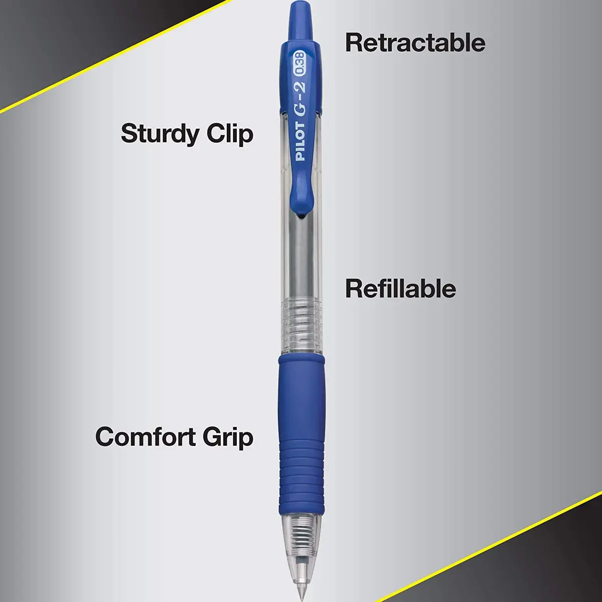 Pilot G2 Premium Refillable & Retractable Gel Pens 0.7mm | Ultra Fine Point, Blue Ink, 12 Pack - view 2