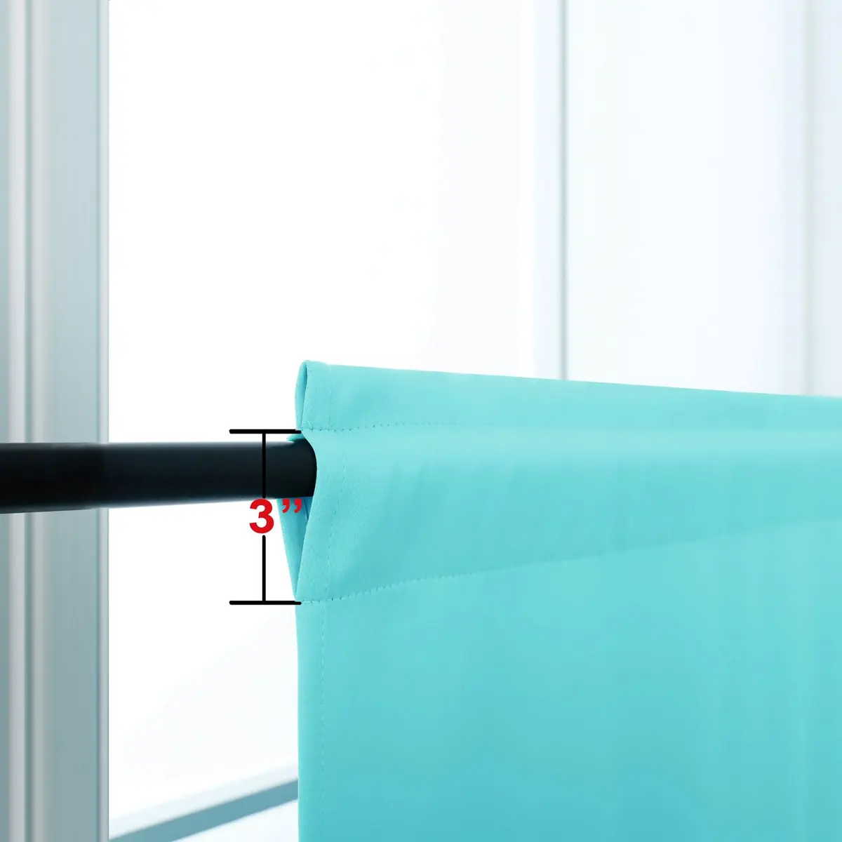 KOUFALL Turquoise Short Curtains - 24 Inch Length | Blackout Room Darkening, Rod Pocket, Set of 2 - view 3