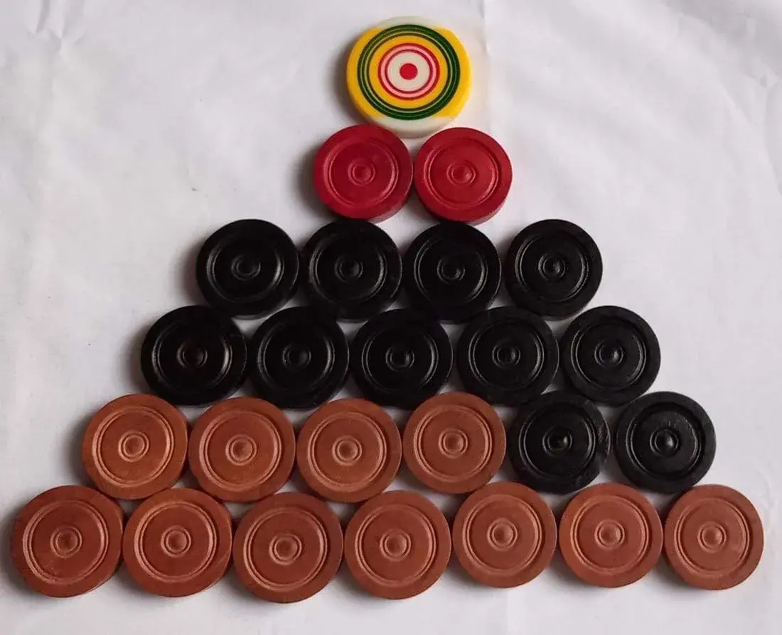 TAZAS Carrom Board Wood Coins & Striker Set | 24 Coins + 1 Striker, Standard Edition - view 3