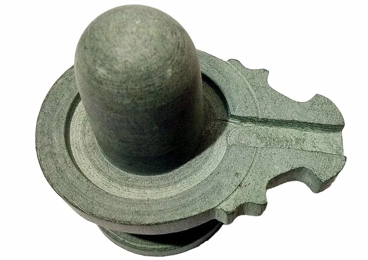 athizay Stone Shivling Statue - Grey - 10 cm | Handcrafted Gorara Stone for Pooja & Meditation - view 5