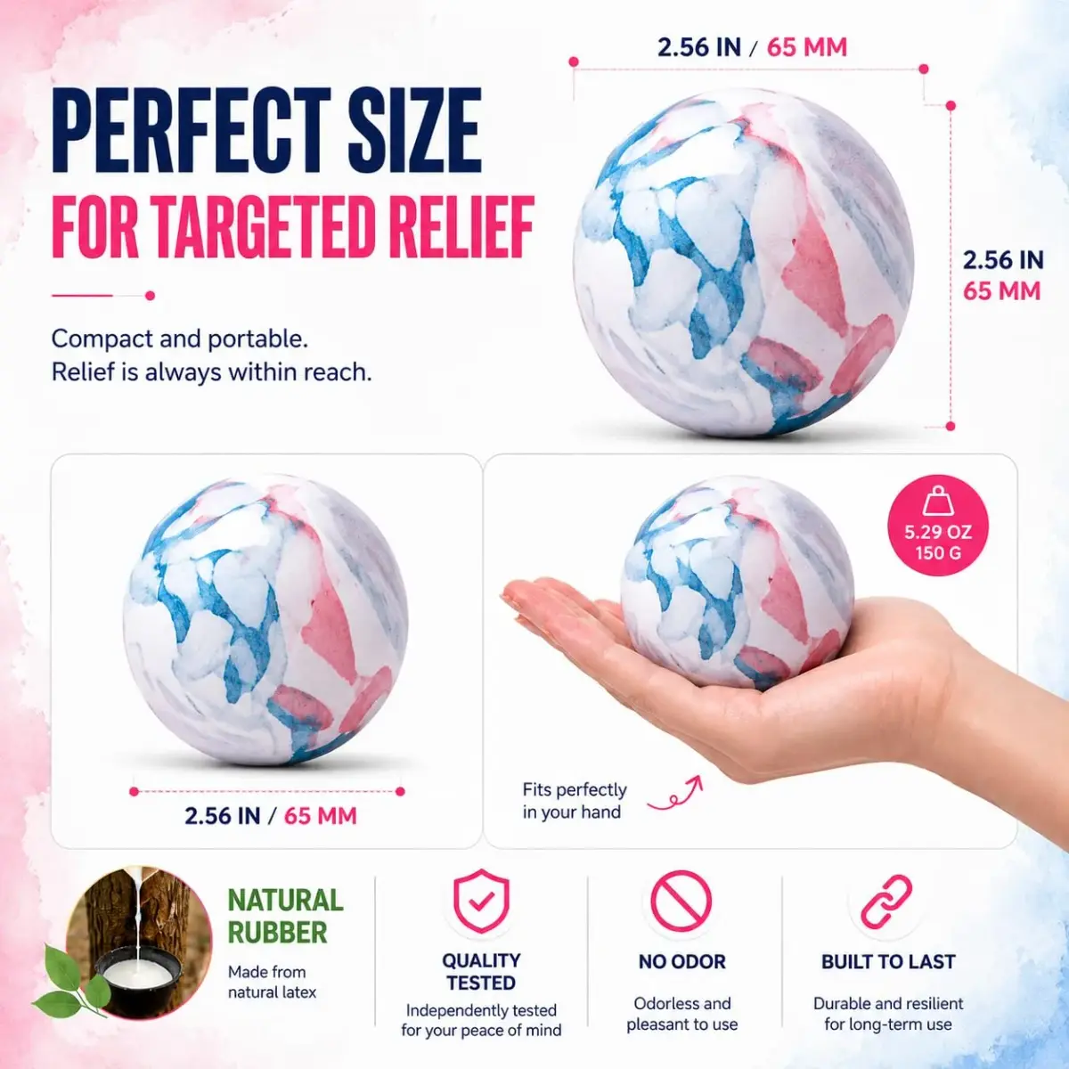 FITZELAR Massage Lacrosse Ball 6.5 cm (2.5 Inch) | Myofascial Release for Deep Tissue Muscle Knots - view 6