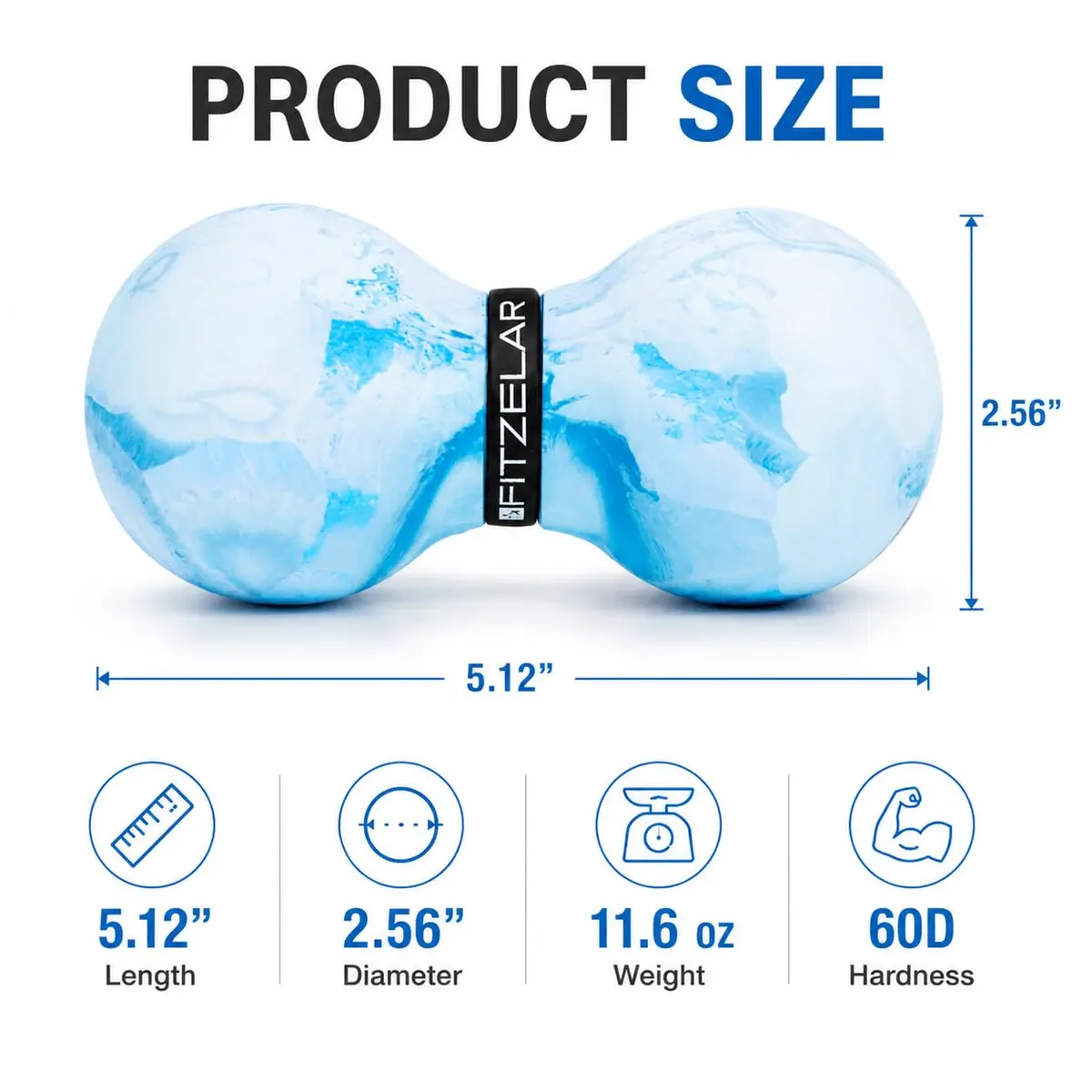 FITZELAR Double Lacrosse Massage Ball 13cm (5") | Peanut Shape for Deep Tissue Back & Waist Pain Relief - view 5