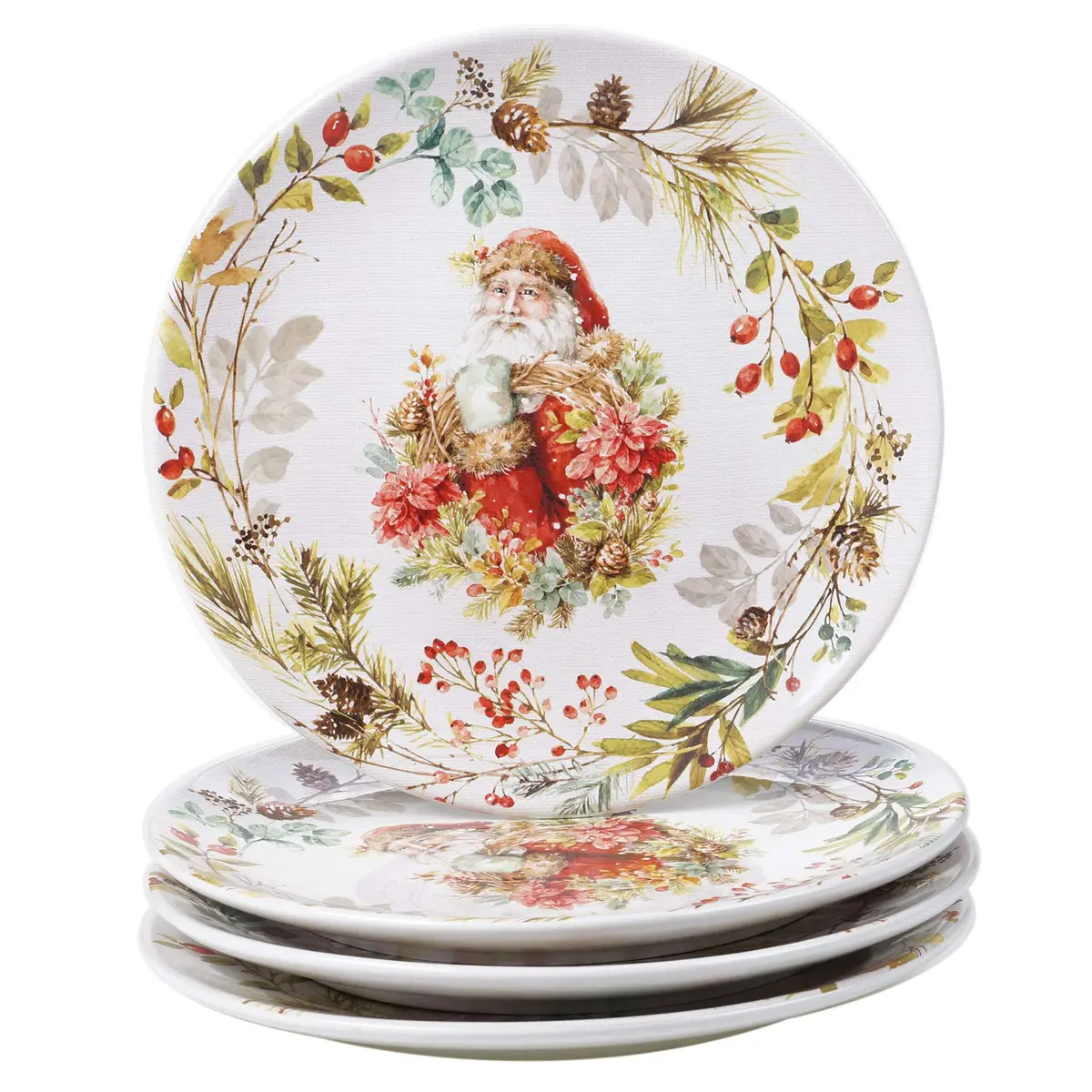 Certified International Christmas Story 11" Dinner Plates | Festive Santa Design, Large, Set of 4 - main product image
