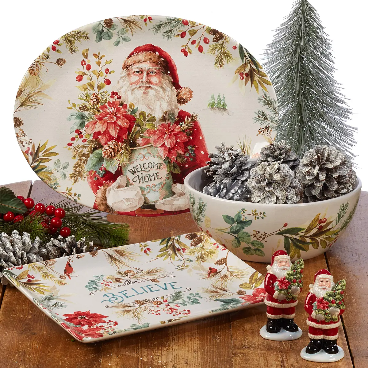 Certified International Christmas Story 11" Dinner Plates | Festive Santa Design, Large, Set of 4 - view 5