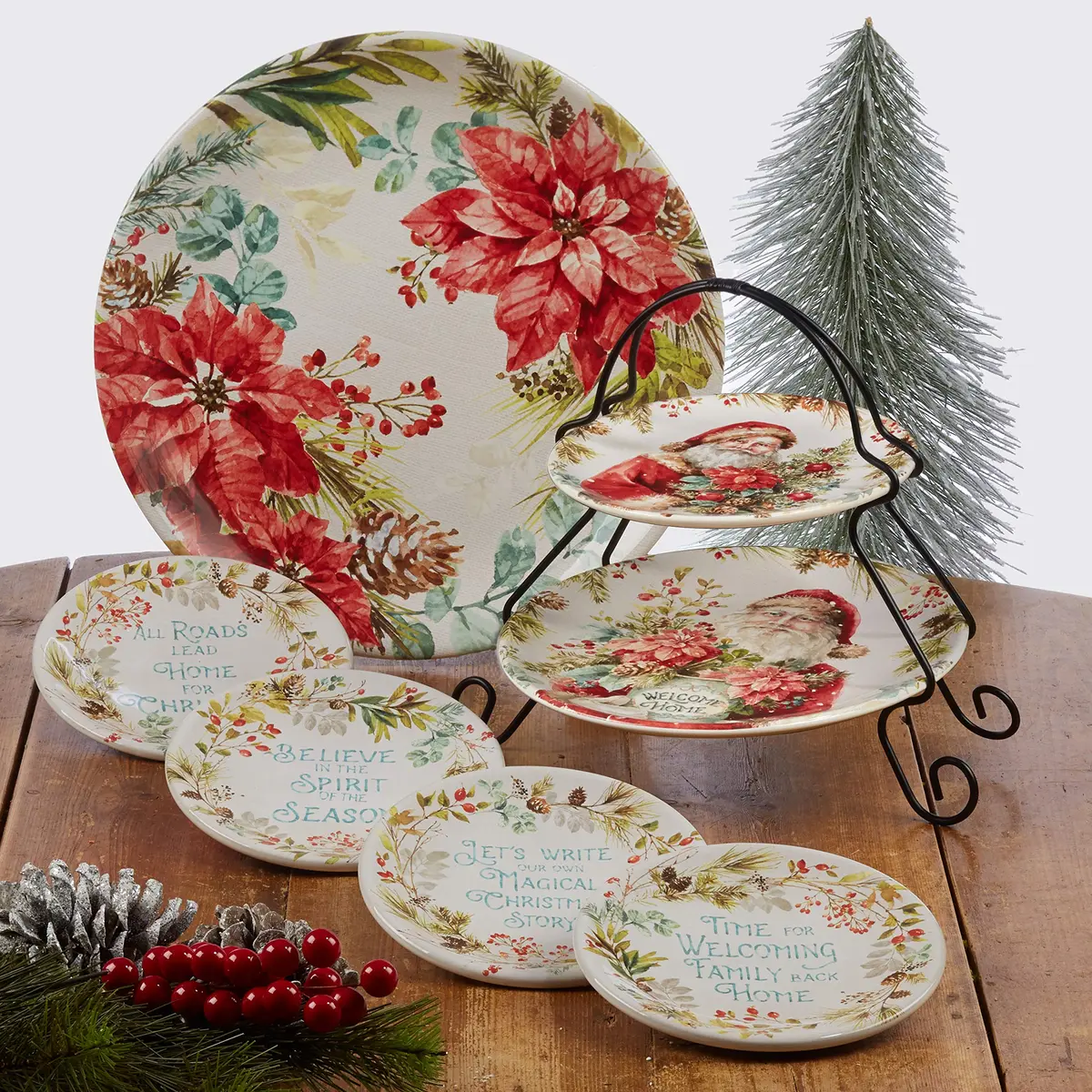 Certified International Christmas Story 11" Dinner Plates | Festive Santa Design, Large, Set of 4 - view 6