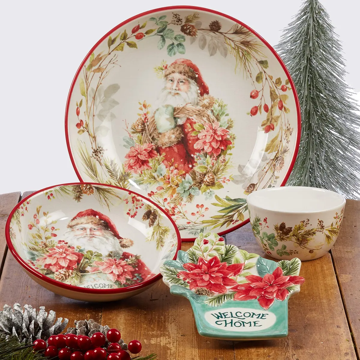 Certified International Christmas Story 11" Dinner Plates | Festive Santa Design, Large, Set of 4 - view 4