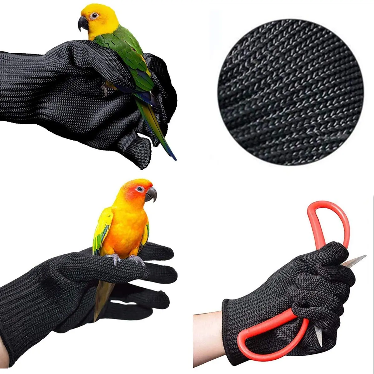 alfyng Bird Training Anti-Bite Gloves, Small Animal Handling Gloves, Chewing Protective Gloves for Small Animal Pet Squirrels Hamster Parrotlets Cockatiels Finch Macaw (1 Pair, Black) - view 6