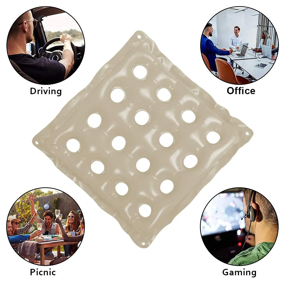 SUNSHINE-MALL Inflatable Seat Cushion 19x19 inch | Water & Air Adjustable, Lightweight for Wheelchair & Office Use - view 4