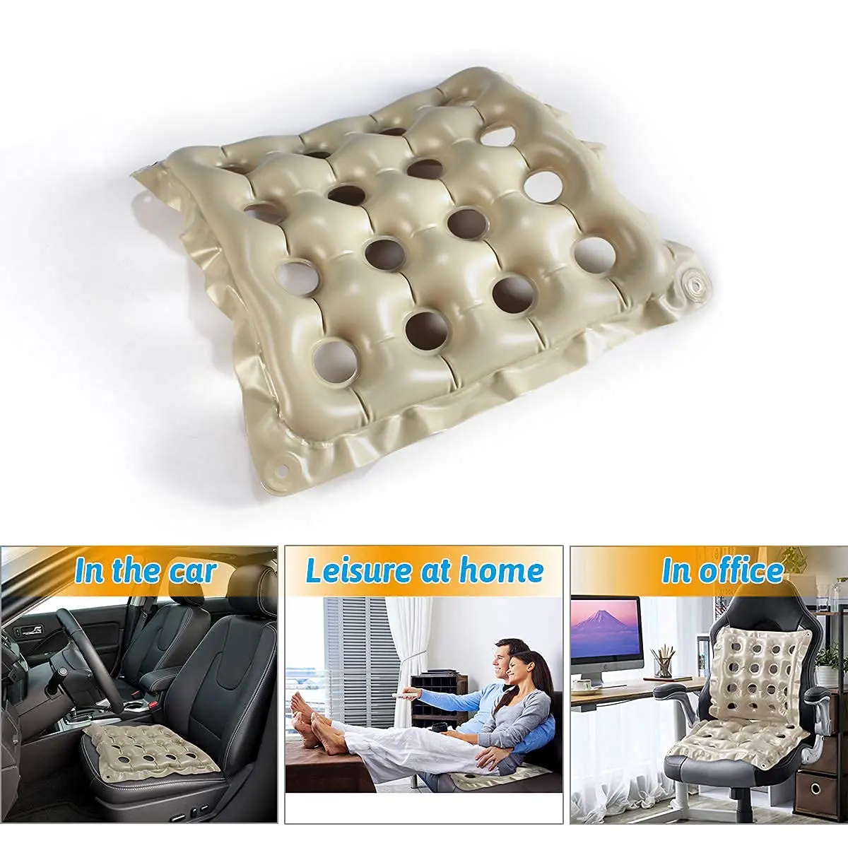 SUNSHINE-MALL Inflatable Seat Cushion 19x19 inch | Water & Air Adjustable, Lightweight for Wheelchair & Office Use - view 2