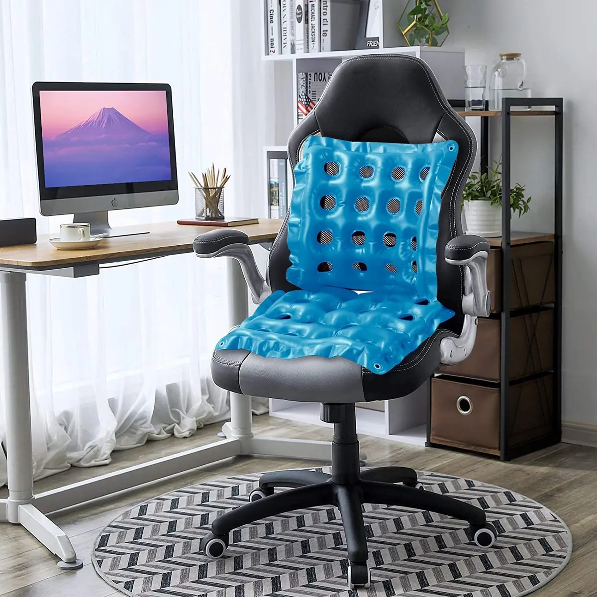 SUNSHINE-MALL Office Chair Cushions, air Cushion seat, sit Cushion, with air Vent, 19 inch, Blue | Ergonomic Seat Support for Office & Wheelchair - view 2