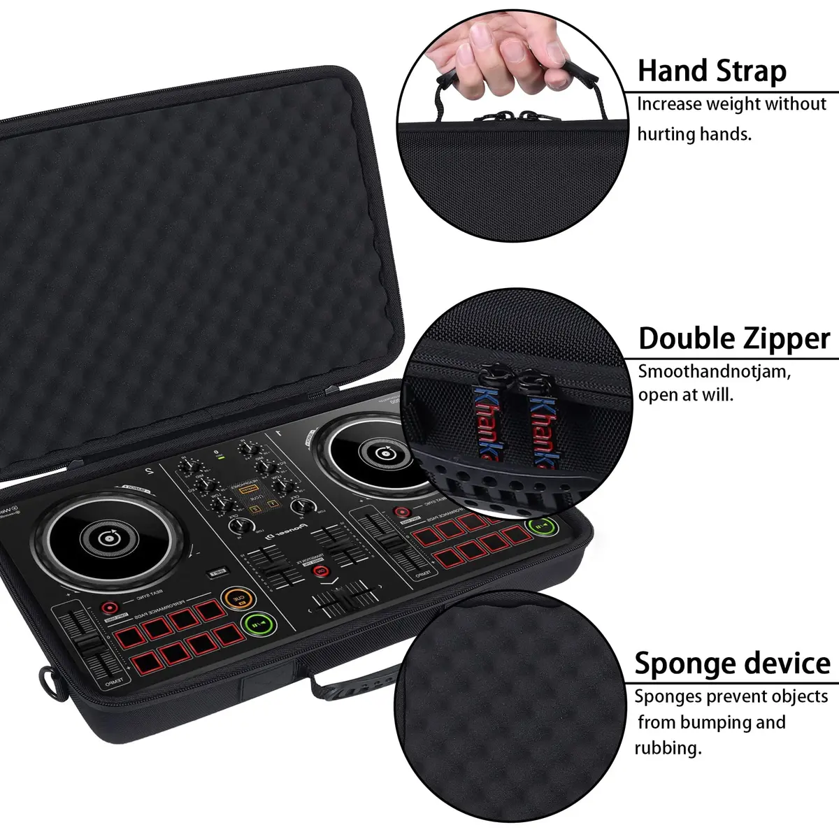 khanka Hard Travel Case for Pioneer DDJ-200 DJ Controller | 40.4cm (15.9") x 26.4cm (10.4") x 6.9cm (2.7") - view 6
