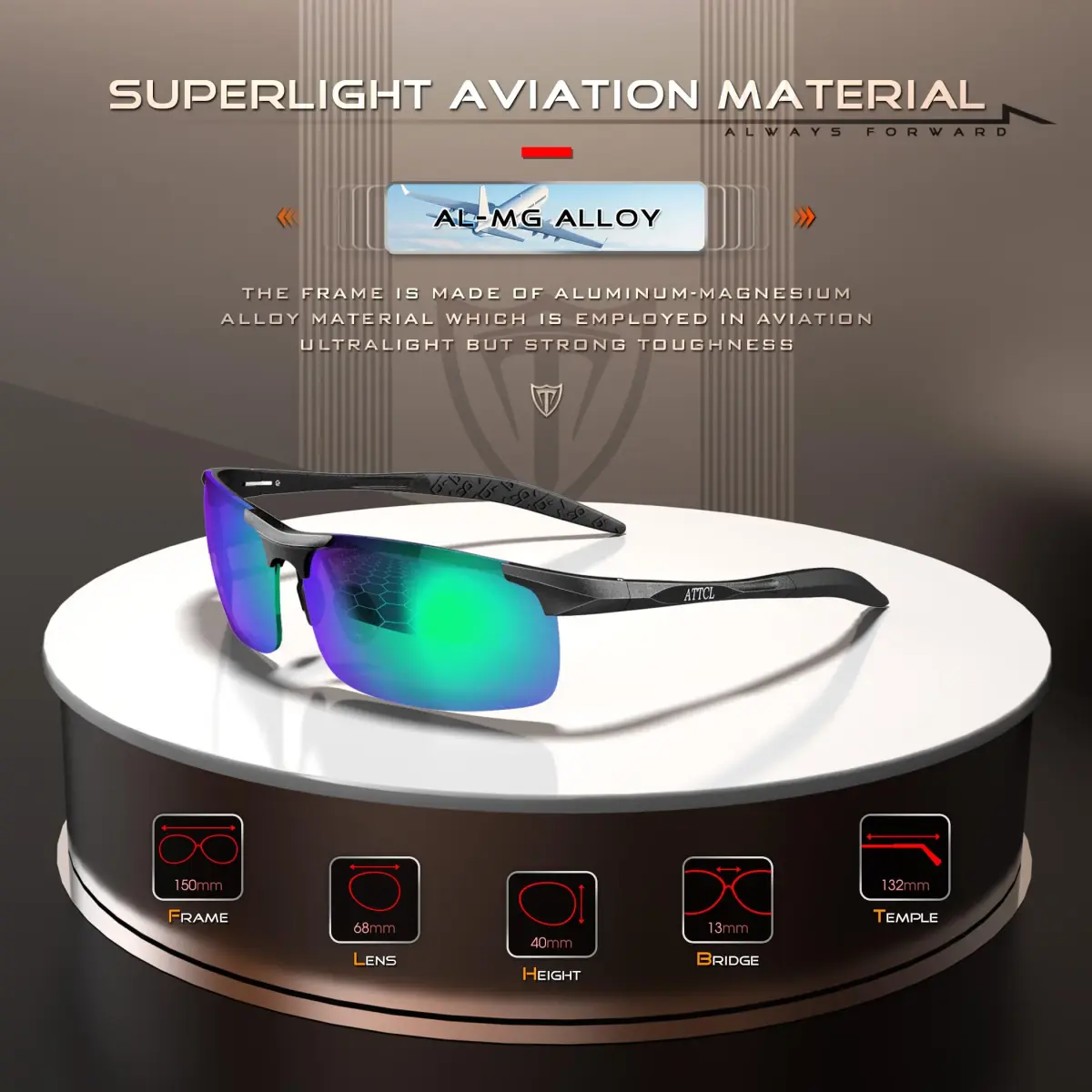 ATTCL Polarized Sports Sunglasses - 2026 8177-green - UV Protection, Anti-Glare, Lightweight Metal - view 3
