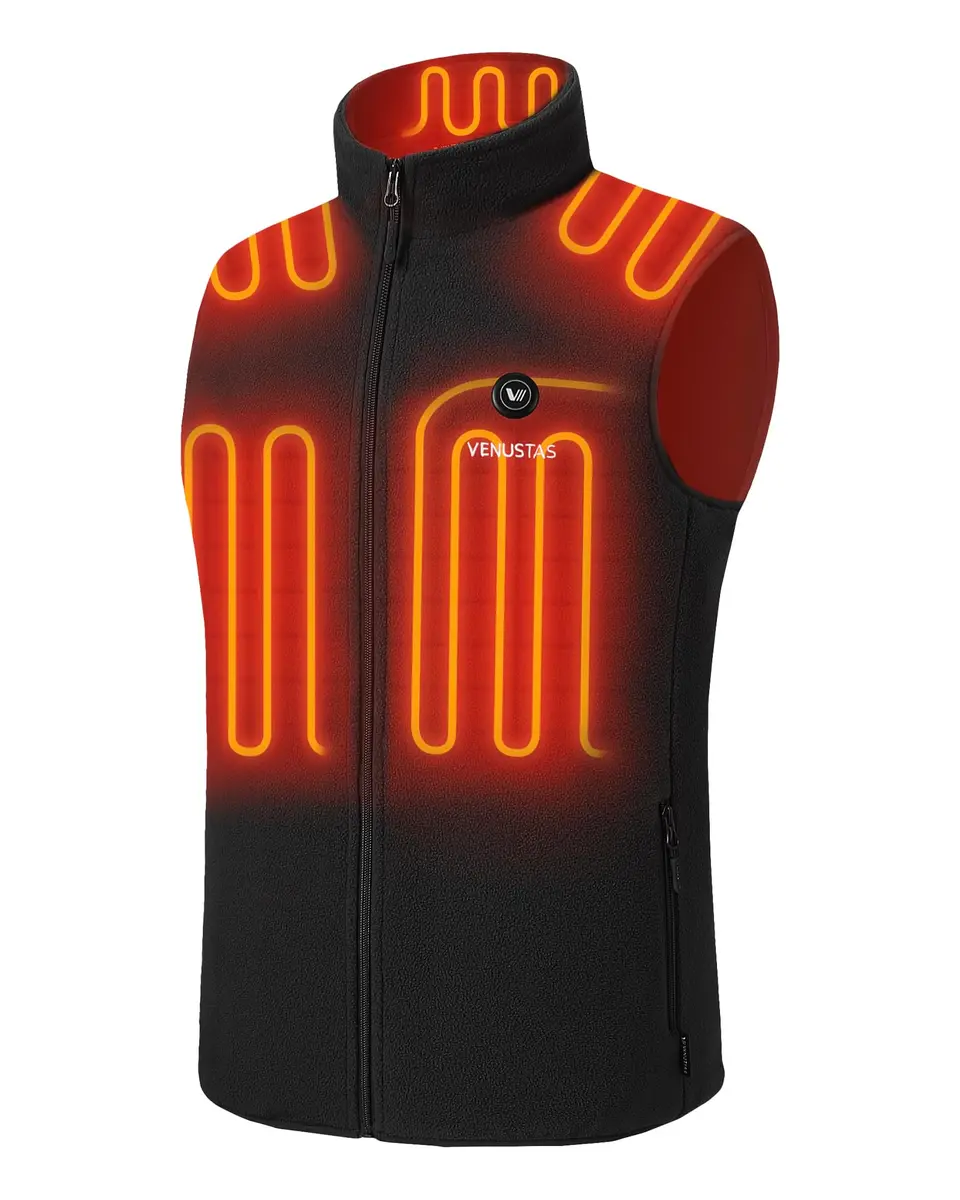 Venustas Men's Heated Fleece Vest with 6 Heating Zones & Battery Pack | Lightweight, Insulated, 10H Runtime - main product image