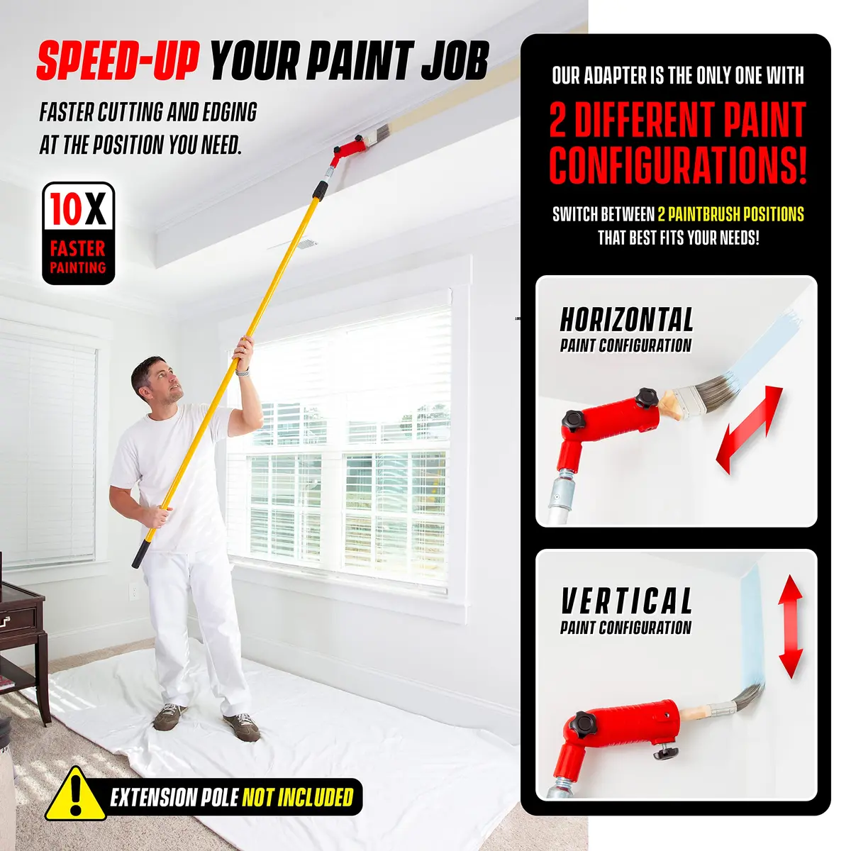 Colbent Multi-Angle Paint Brush Extender - High Ceiling Edger Tool, Extension Pole Attachments | 1-3 Inches Wide - view 3