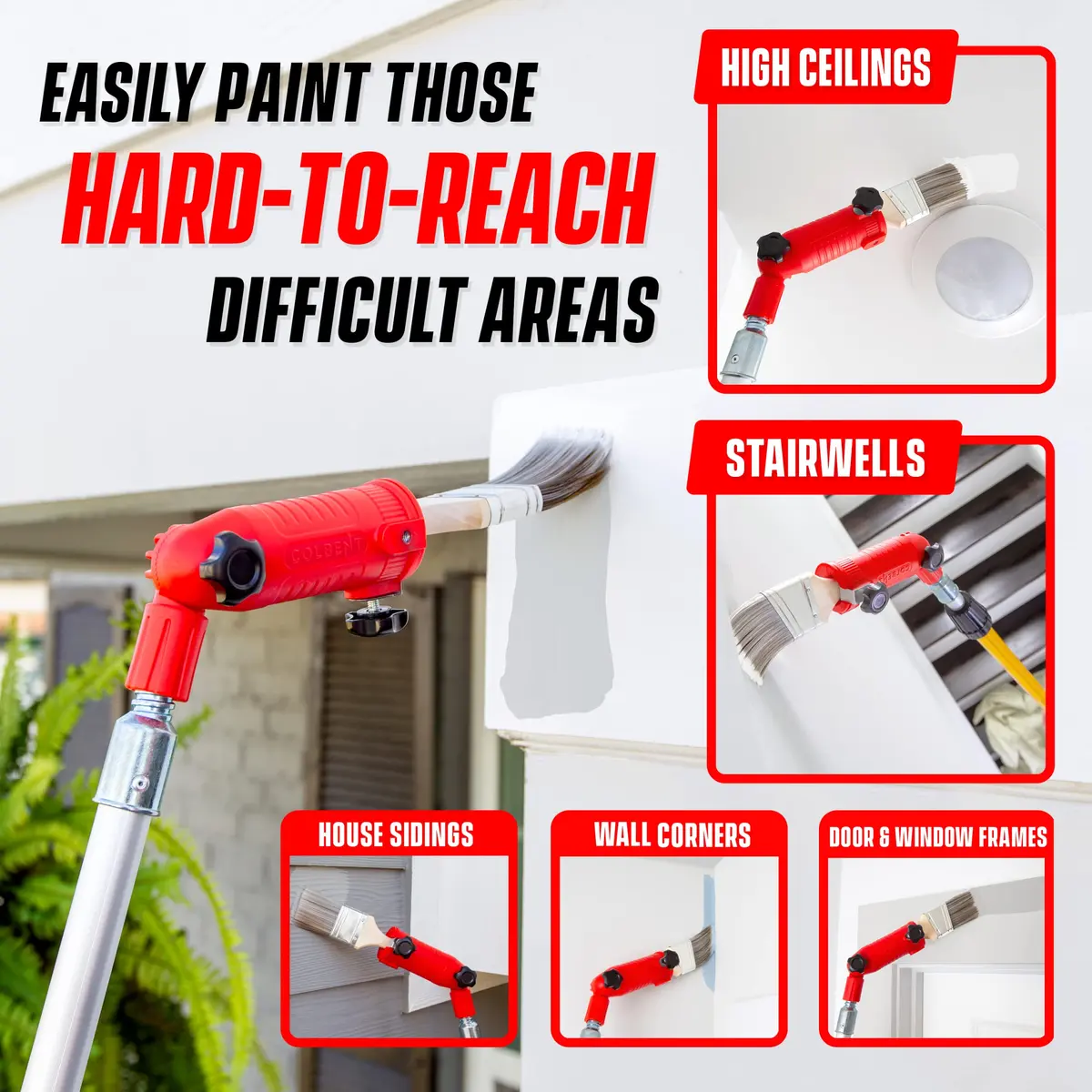 Colbent Multi-Angle Paint Brush Extender - High Ceiling Edger Tool, Extension Pole Attachments | 1-3 Inches Wide - view 4