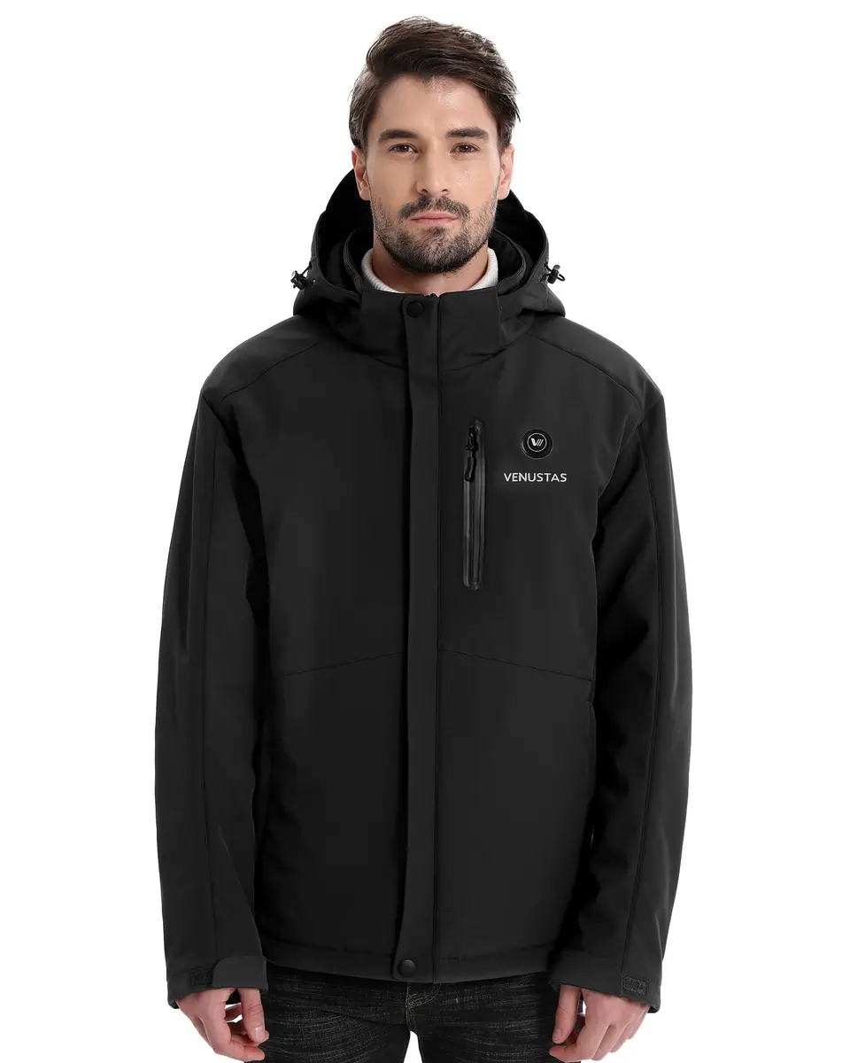 Venustas Men's Waterproof Heated Jacket with Battery & Detachable Hood | 10-Hour Warmth, Water-Resistant, Windproof - view 2