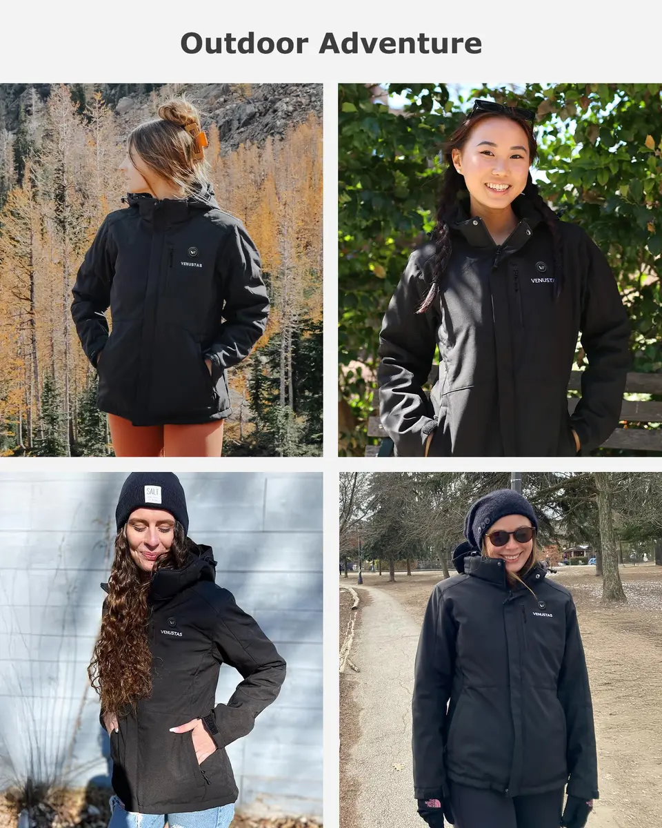 Venustas Women's Waterproof Heated Jacket with Battery & Detachable Hood | 10H Runtime, Windproof & Waterproof - view 6