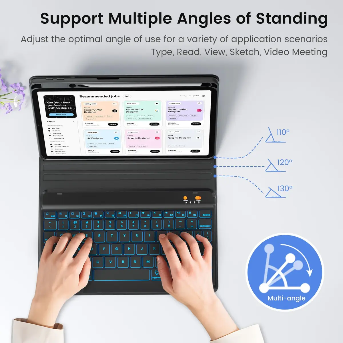 BLUTLOTUS Keyboard Case for iPad 5th/6th Gen 9.7 Inch | Wireless Backlit Detachable Keyboard - view 8