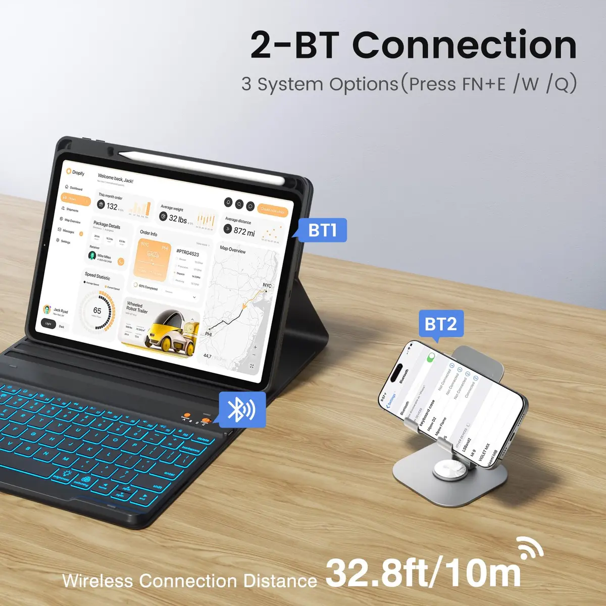 BLUTLOTUS Keyboard Case for iPad 5th/6th Gen 9.7 Inch | Wireless Backlit Detachable Keyboard - view 9