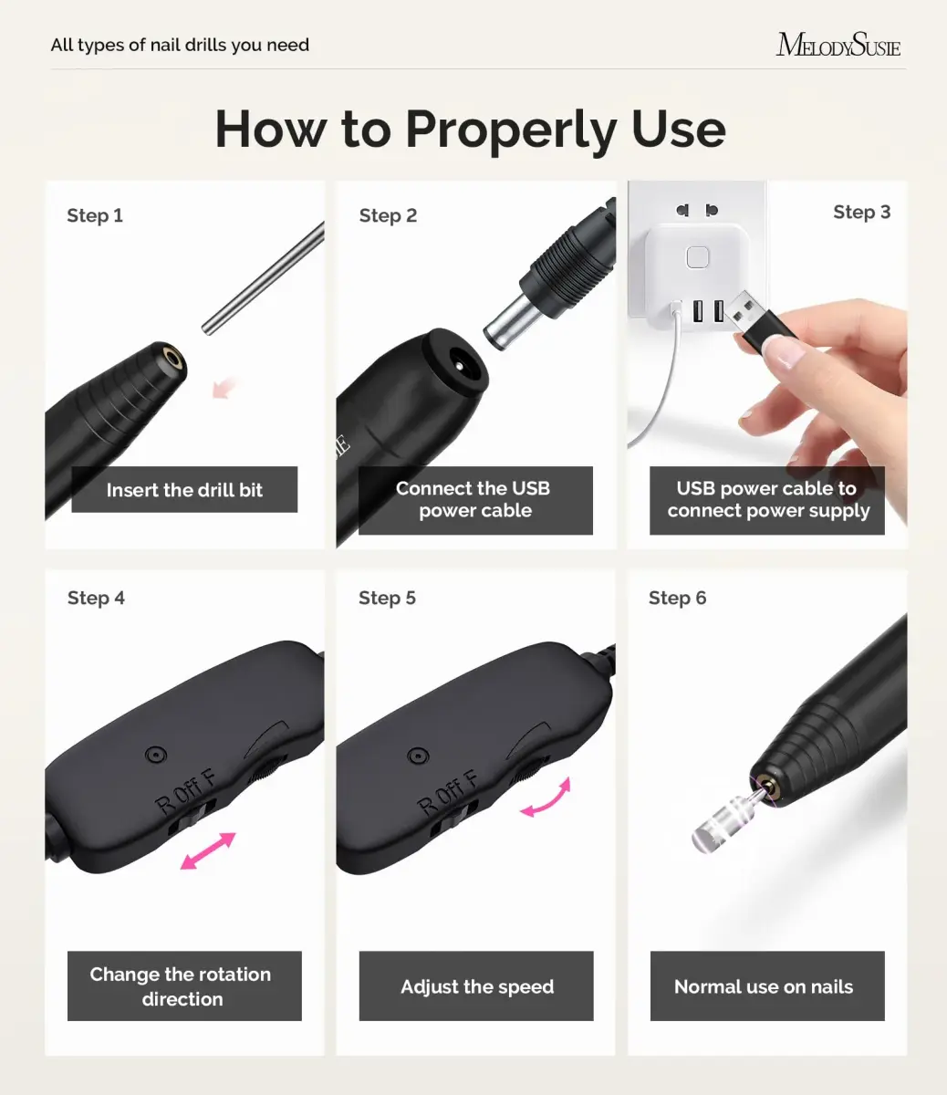 MelodySusie PC120I USB Nail Drill | 20,000 RPM, Portable Efile for Acrylic & Gel Nails - view 5