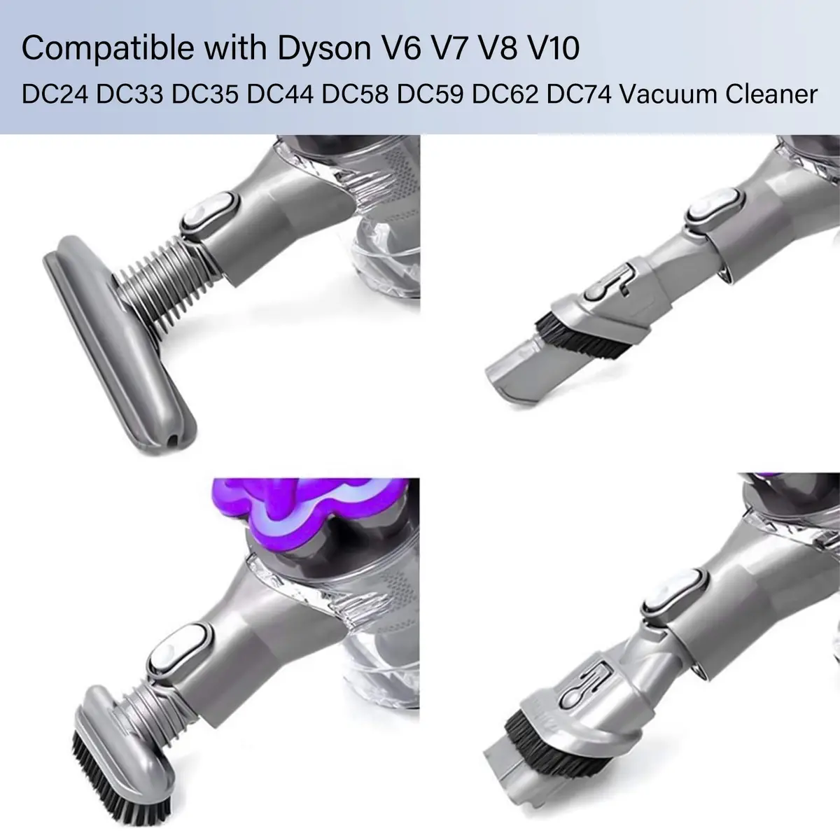 Garbage fighter Replacement Attachments Tools Brush Kit for Dyson V6 V7 V8 V10 DC24 DC33 DC35 DC44 DC58 DC59 DC62 DC74 | 4-piece vacuum accessory set - view 3
