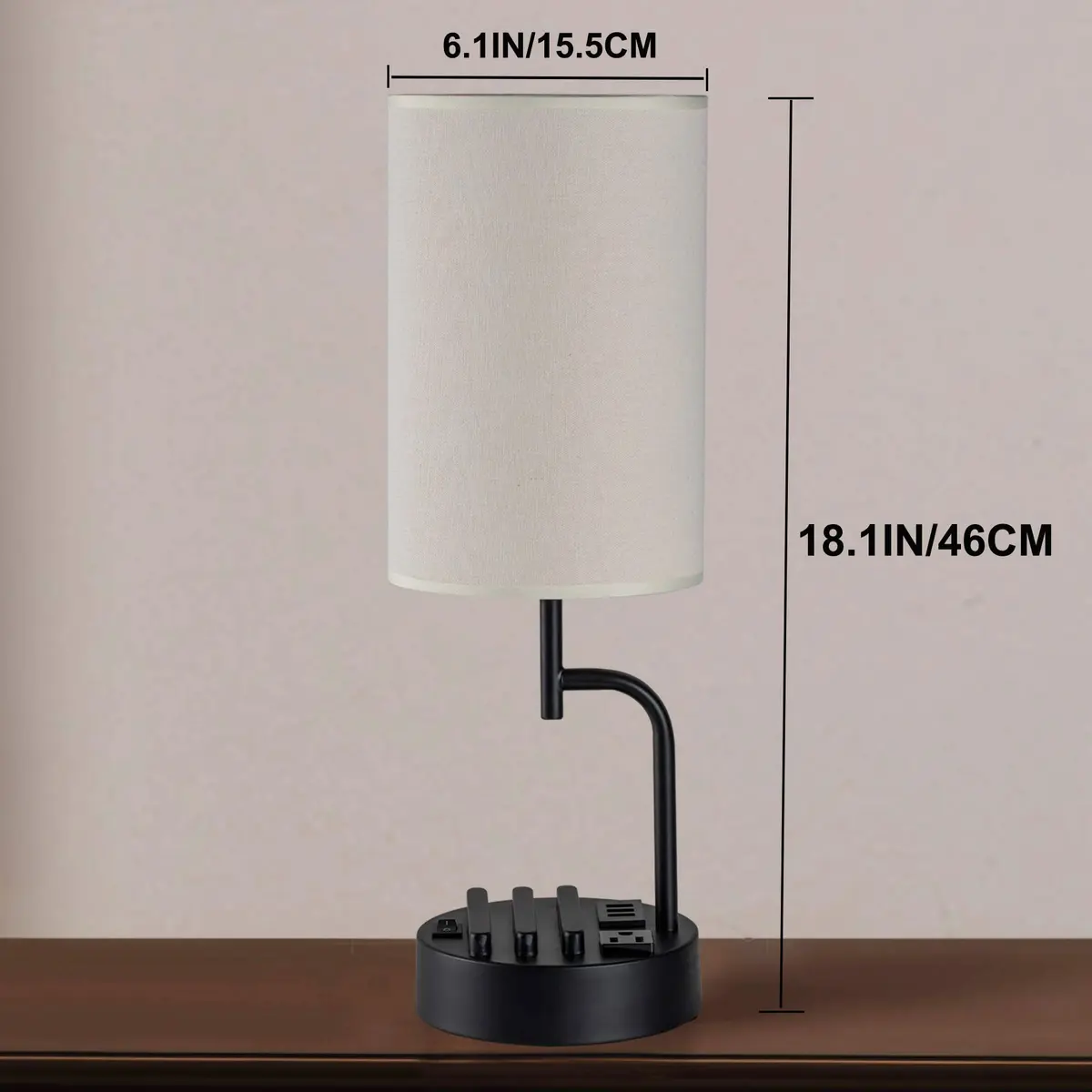 Dreamholder Modern Desk Lamp with 3 USB Ports & AC Outlet | Bedside & Office Lighting (Pack of 2) - view 5