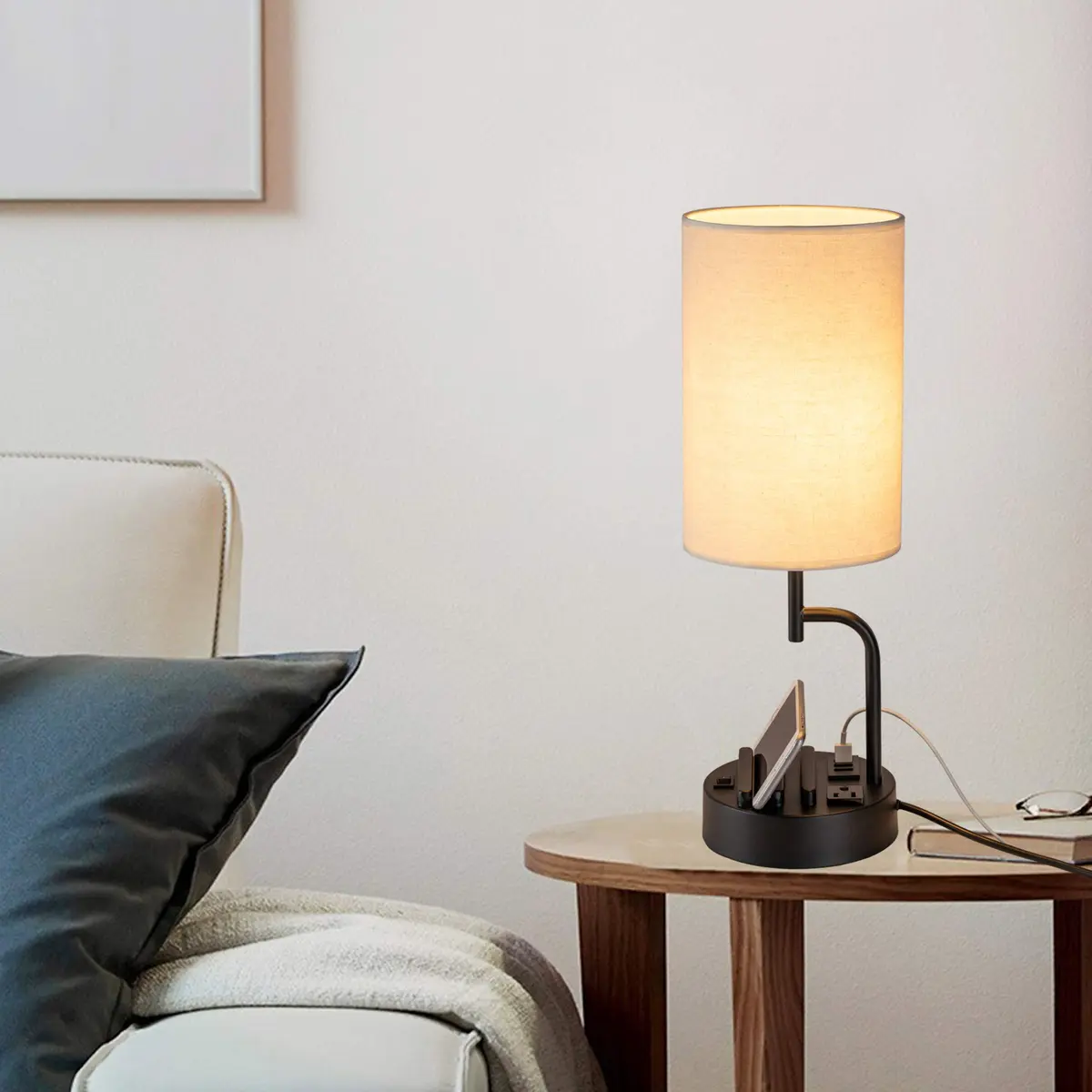 Dreamholder Modern Desk Lamp with 3 USB Ports & AC Outlet | Bedside & Office Lighting (Pack of 2) - view 7
