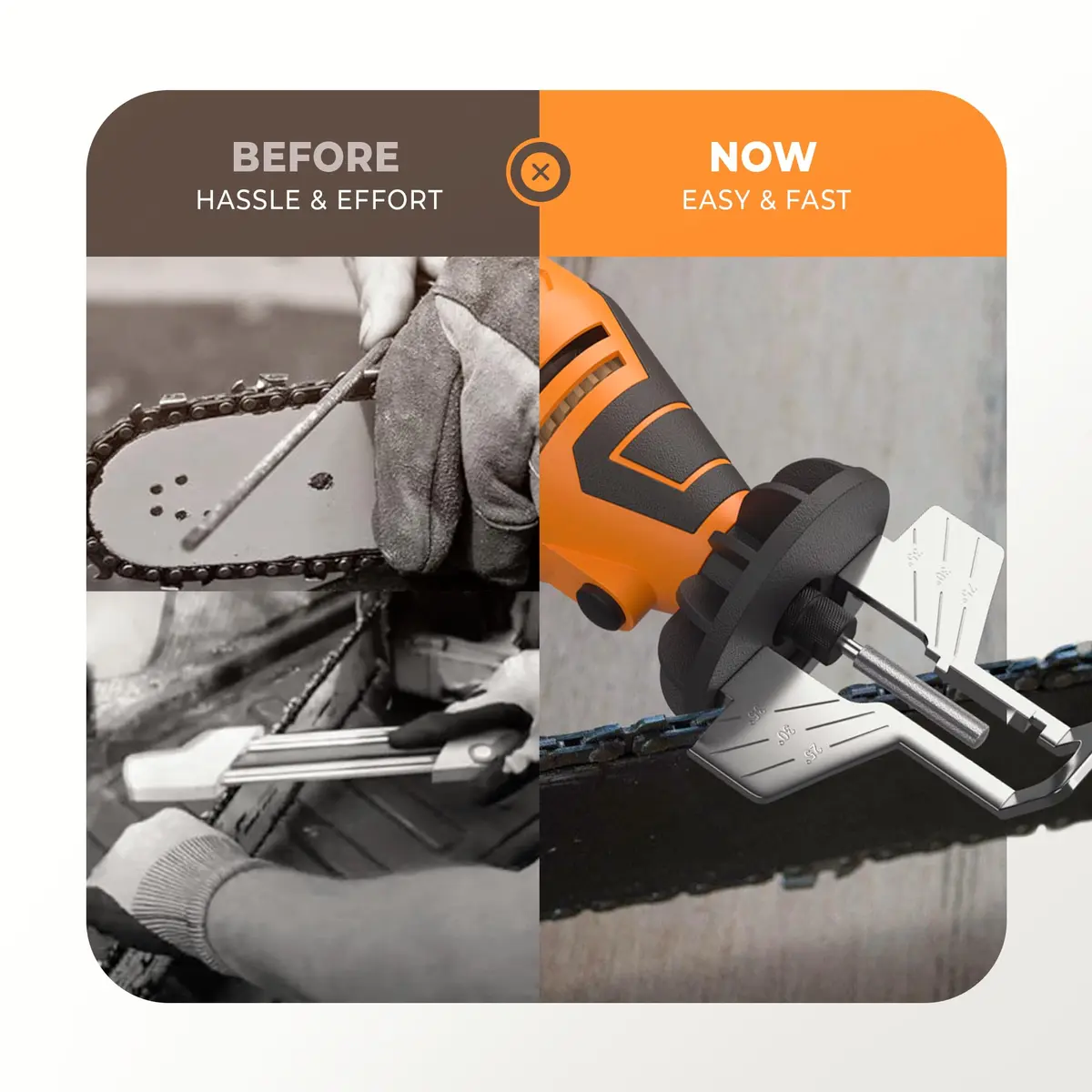Sharp Pebble Electric Chainsaw Sharpener Kit 120V | 4 File Sizes, Angle Guide, Wrench & eBook - view 5