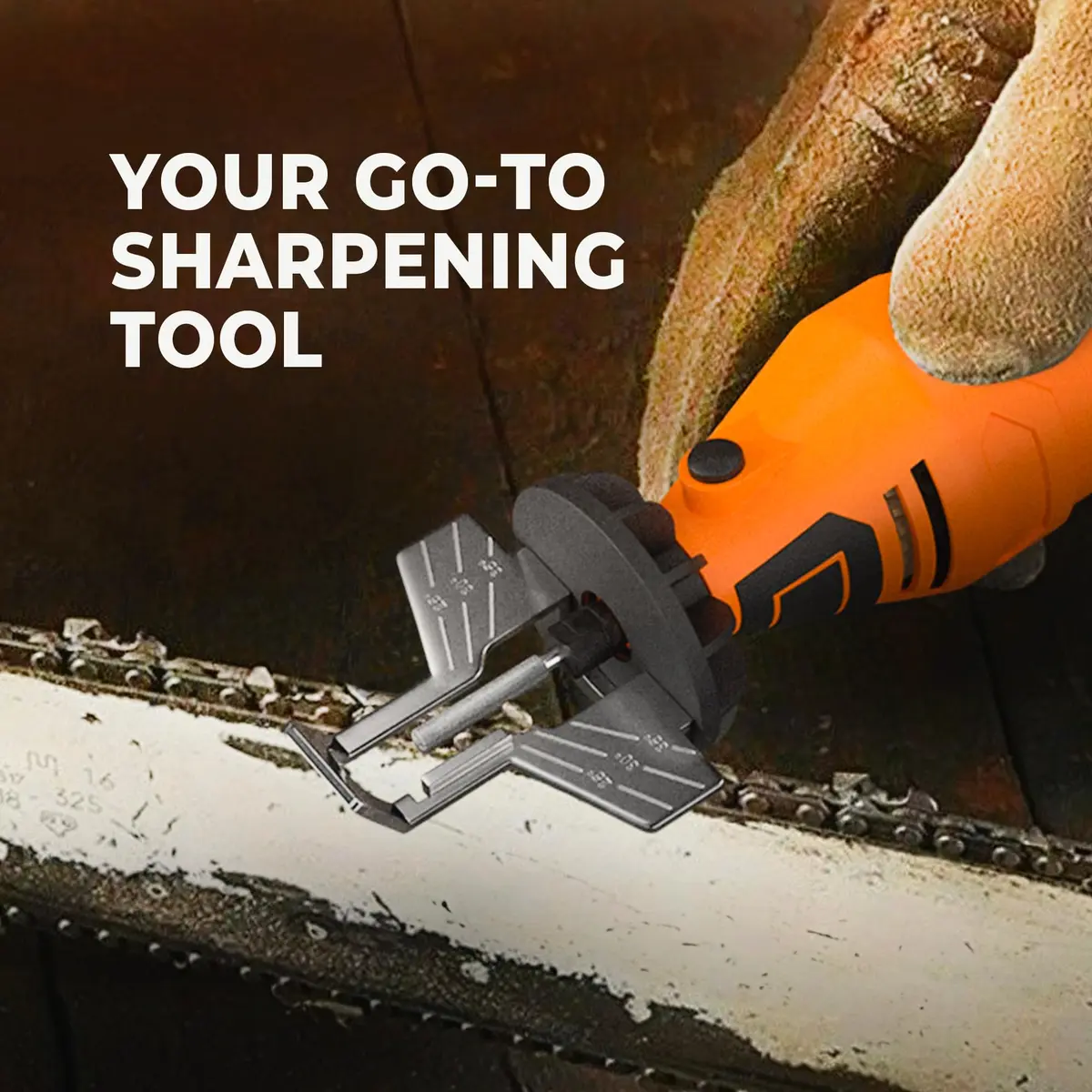 Sharp Pebble Electric Chainsaw Sharpener Kit 120V | 4 File Sizes, Angle Guide, Wrench & eBook - view 6