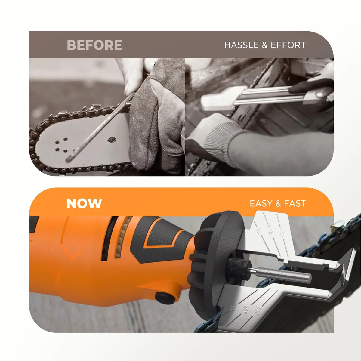 Sharp Pebble Electric Chainsaw Sharpener Kit 120V | 4 File Sizes, Angle Guide, Wrench & eBook - view 8