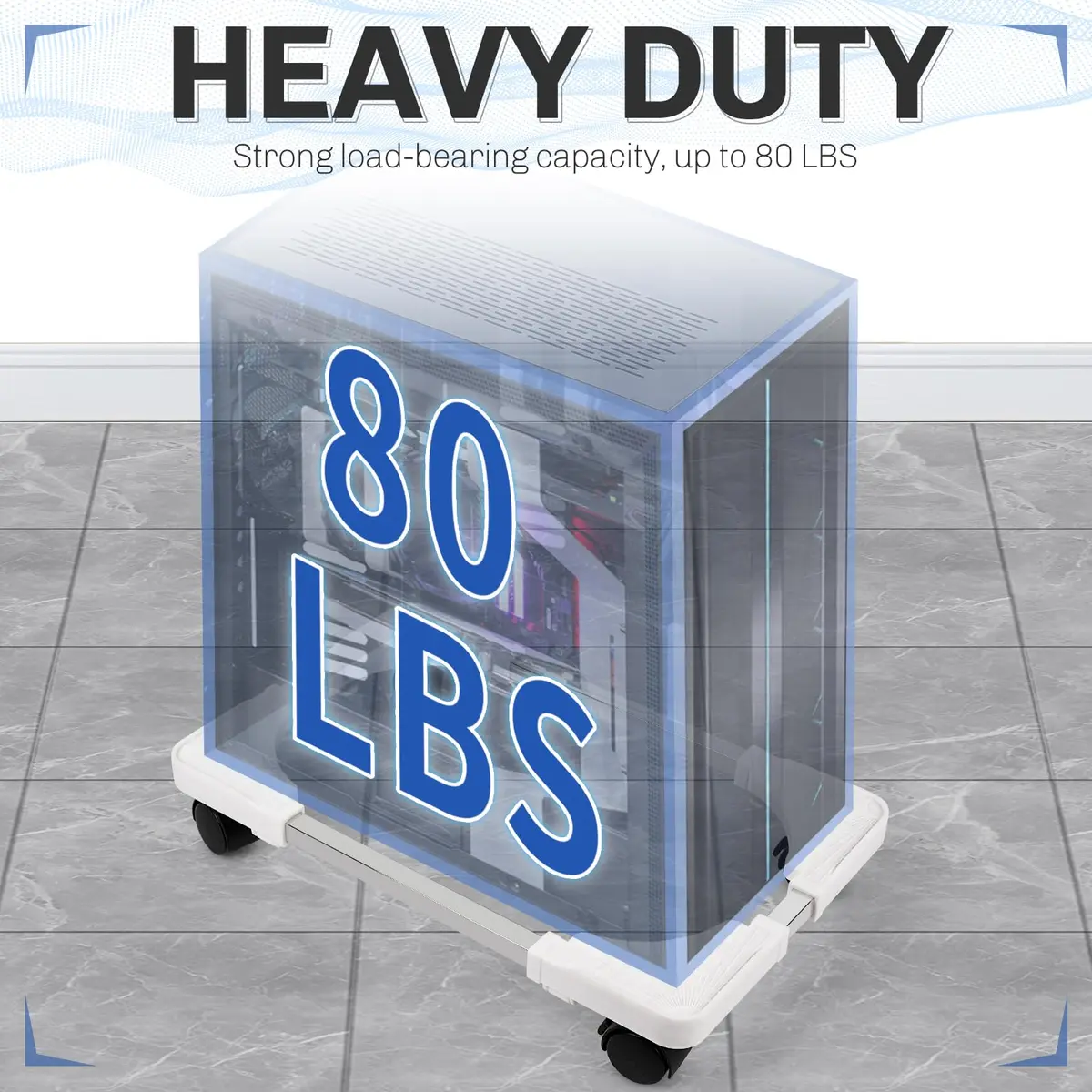 Liitrton Adjustable PC Stand for Most Towers | 360° Rotating, Non-slip, White - view 5