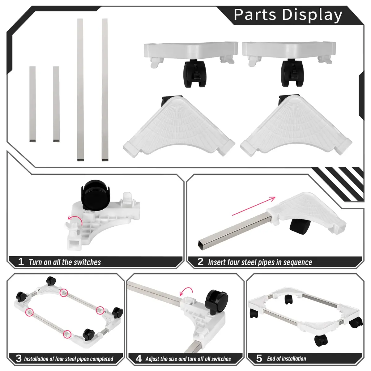 Liitrton Adjustable PC Stand for Most Towers | 360° Rotating, Non-slip, White - view 7