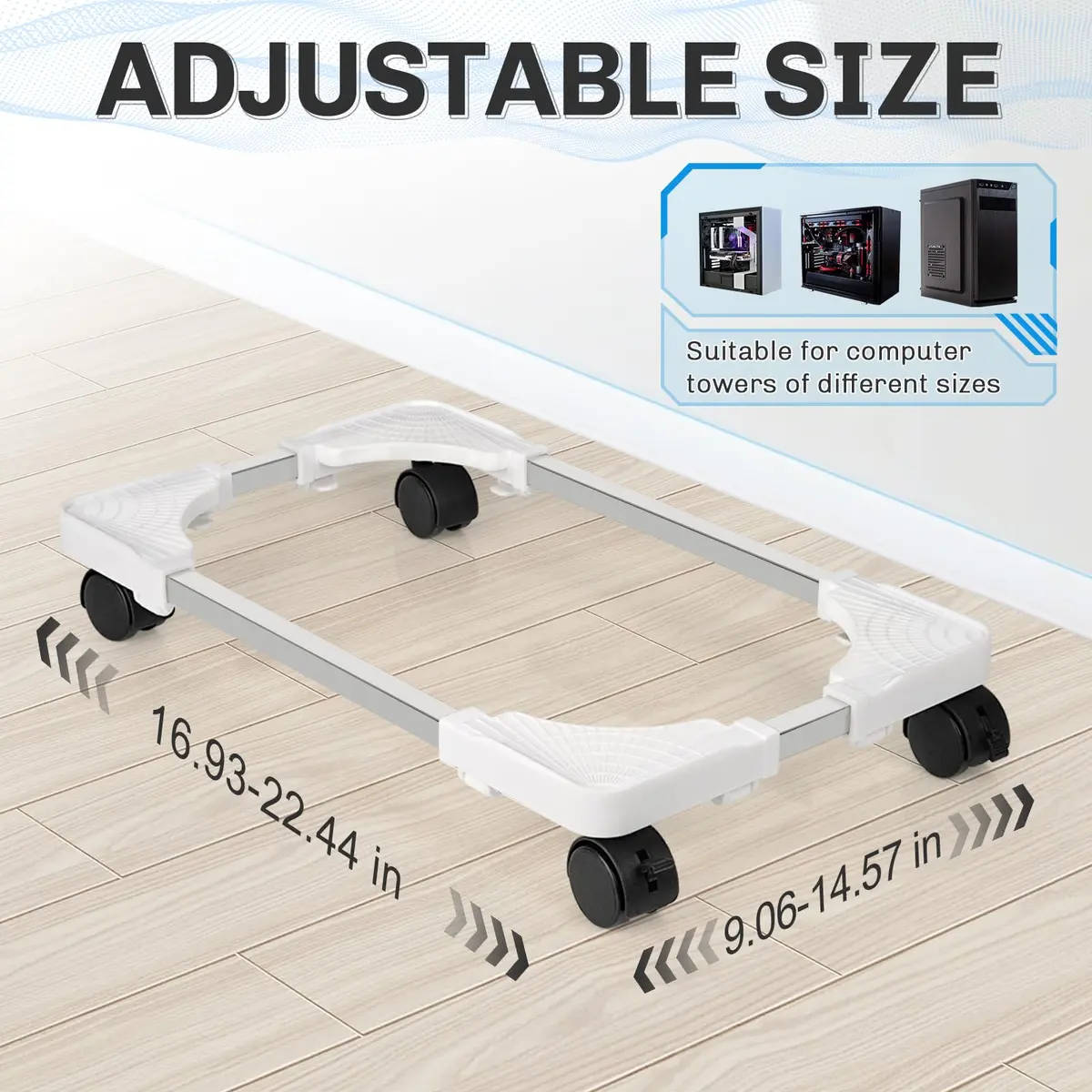 Liitrton Adjustable PC Stand for Most Towers | 360° Rotating, Non-slip, White - view 2