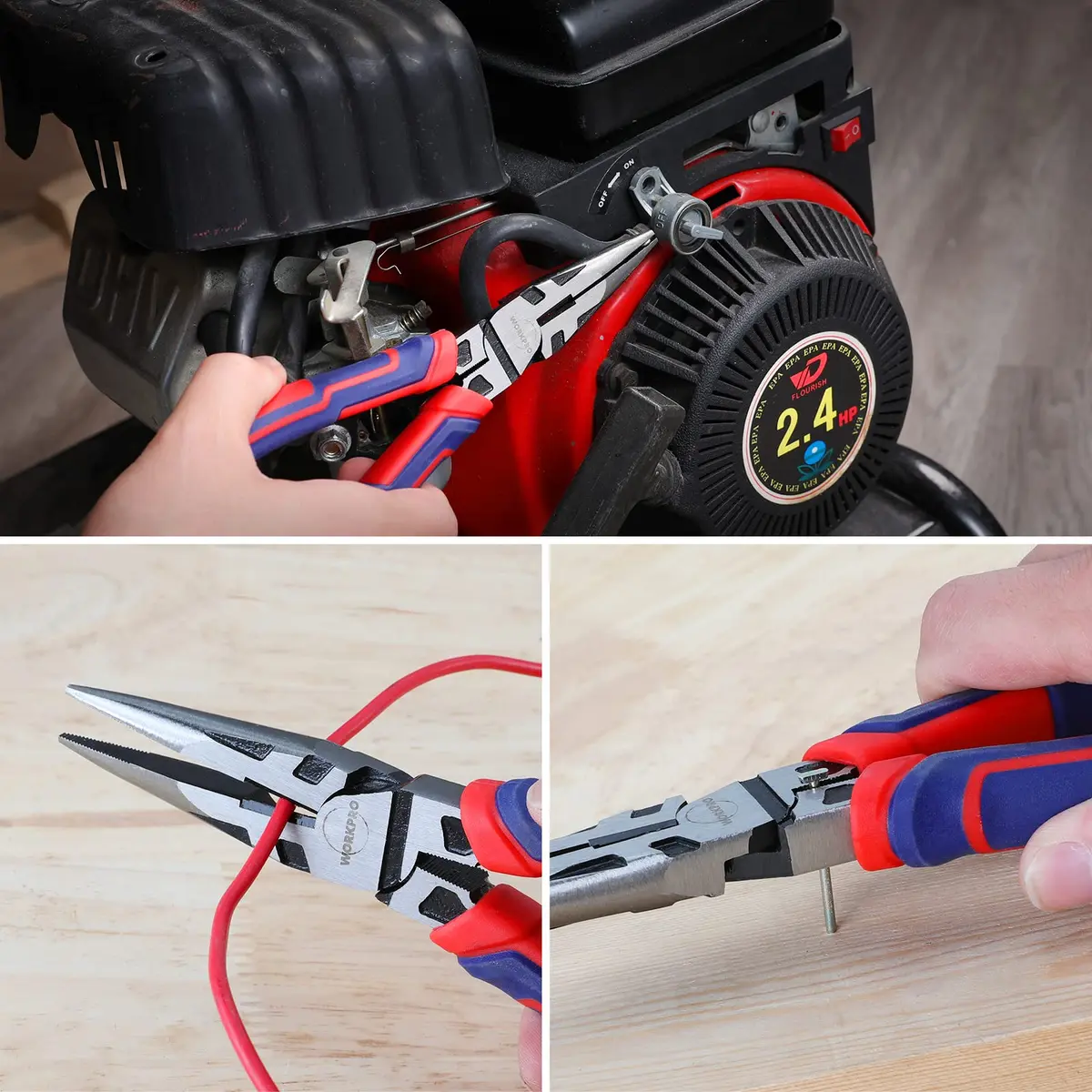 WORKPRO Premium 8” Needle Nose Pliers | Heavy-Duty CRV Steel, Soft Grip, Wire Cutter (8 inch) | Precision Long Nose Pliers - view 6