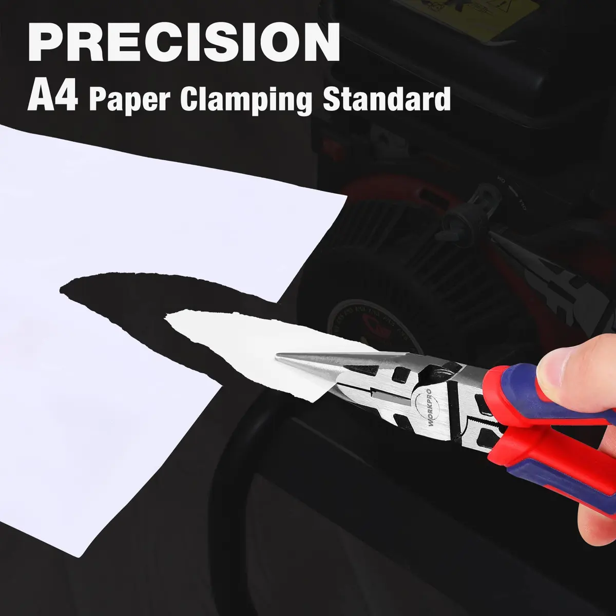 WORKPRO Premium 8” Needle Nose Pliers | Heavy-Duty CRV Steel, Soft Grip, Wire Cutter (8 inch) | Precision Long Nose Pliers - view 2
