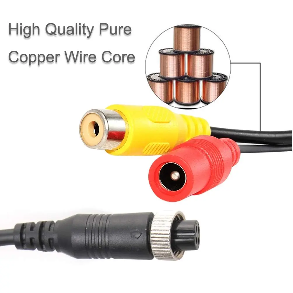 EWAY M12 4-Pin to RCA Video AV DC Female Connector Wire 38cm (14.9 inch) | Car Backup Camera Adapter Cable - view 5