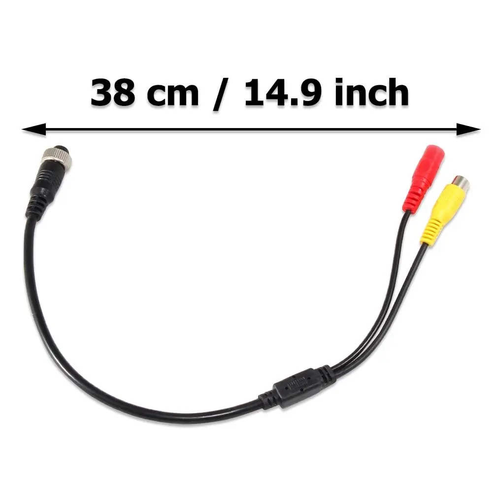 EWAY M12 4-Pin to RCA Video AV DC Female Connector Wire 38cm (14.9 inch) | Car Backup Camera Adapter Cable - view 6