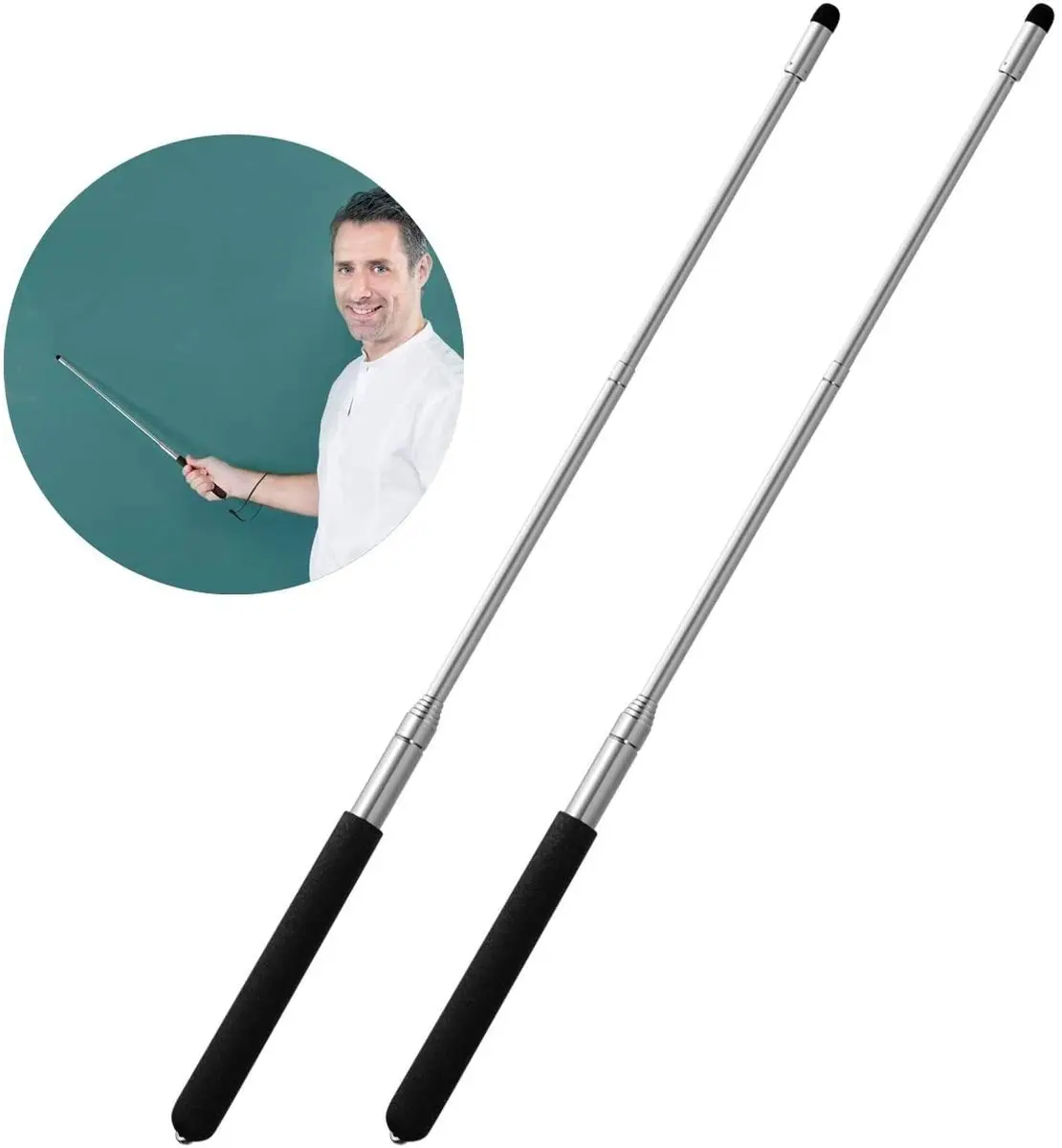 Kesoto 2 Pack Extendable Retractable Teacher Pointer Stick with Lanyard | Classroom & Presentation Tool - main product image