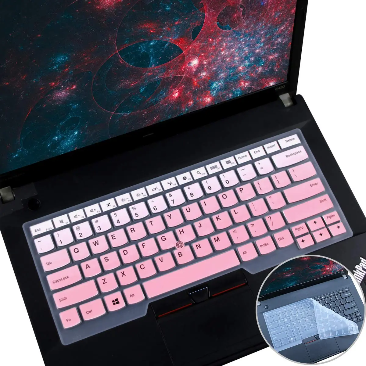 i-Tensodo OmbrePink+Clear 2-Pack Silicone Keyboard Cover for 14" Thinkpads | US Layout - main product image